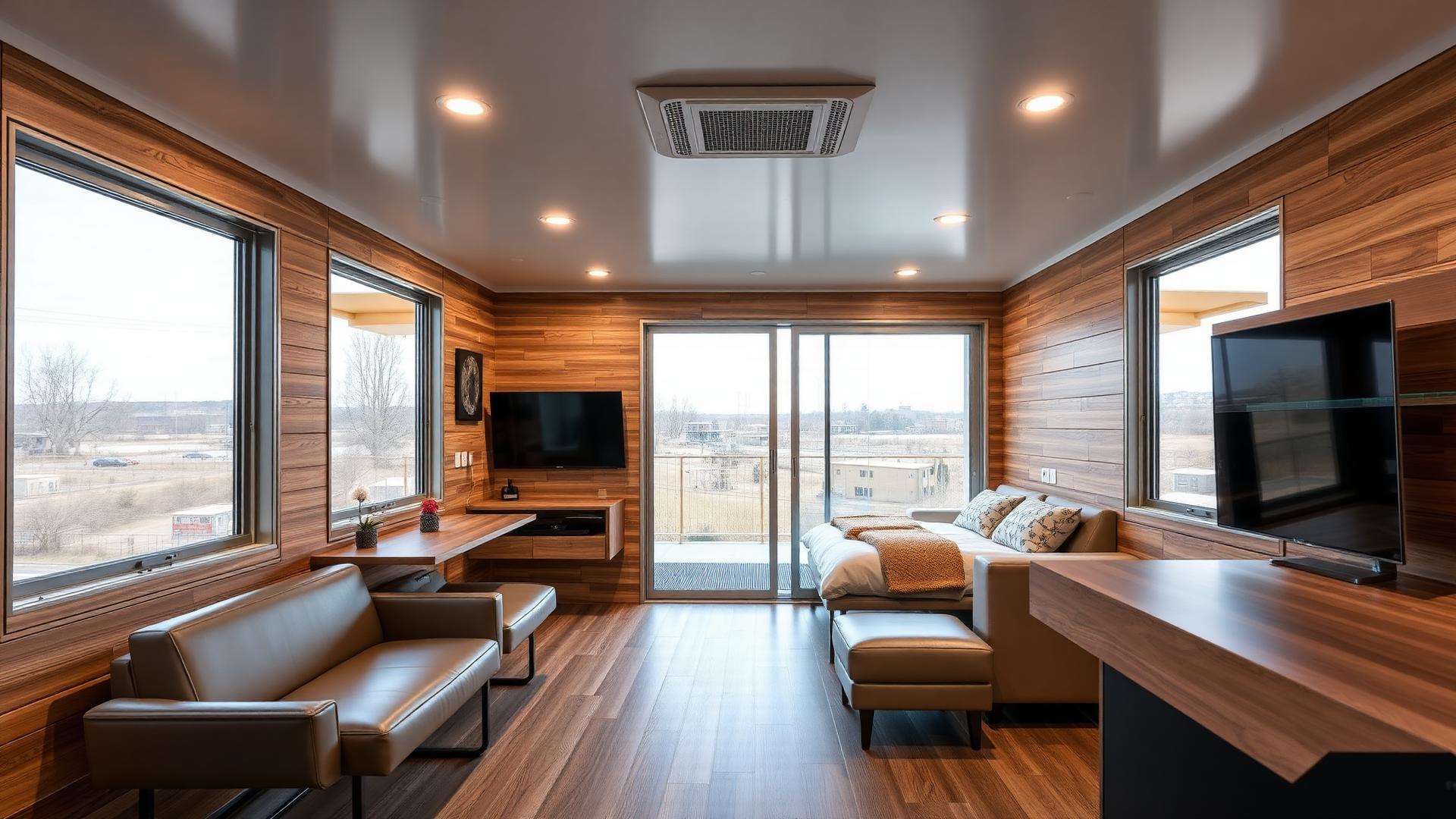 Custom-fitted interior of a Steelcraftww modular steel pod